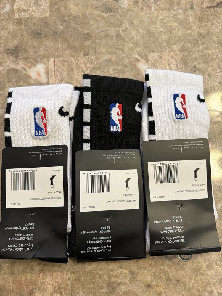 Nike NBA Elite DRI-FIT Socks 3 Pair Large