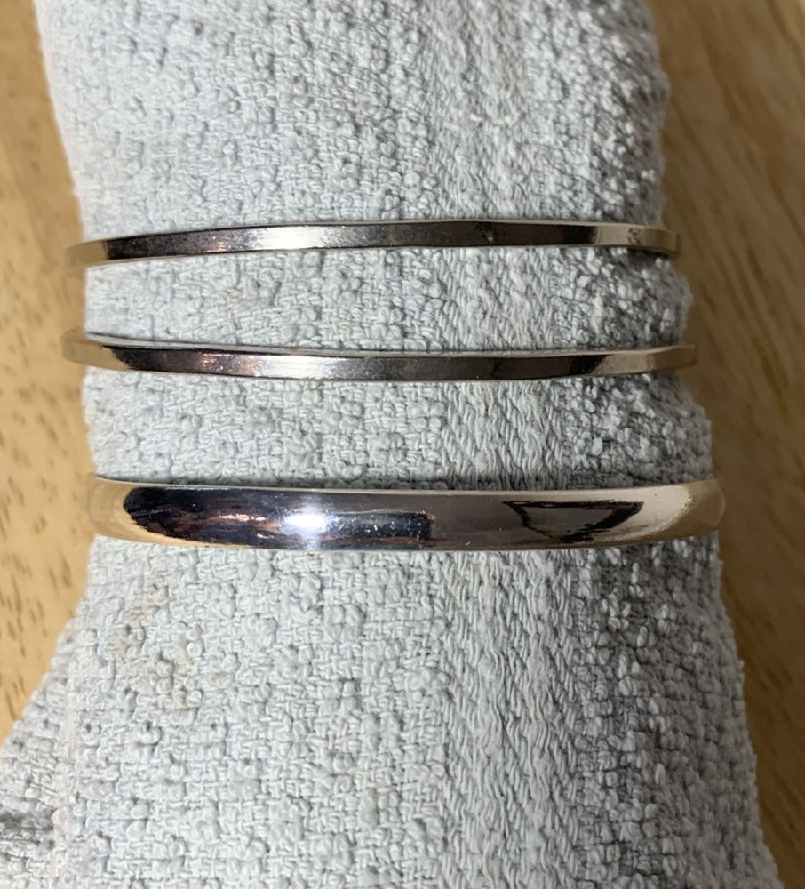 3 Plain Taxco Silver Braclettes
