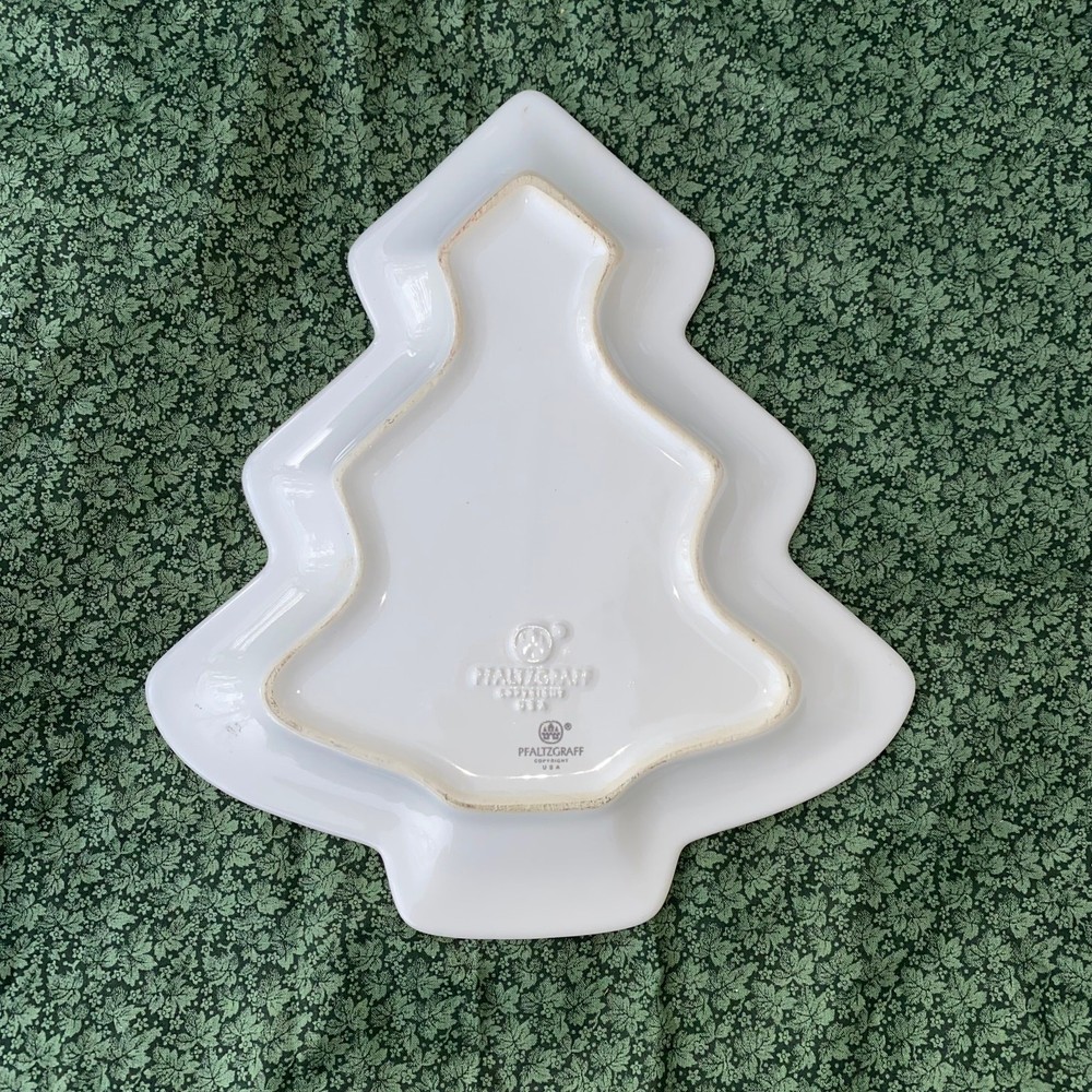 Pfaltzgraff Christmas Tree Dessert Plate Server 10" x 9"