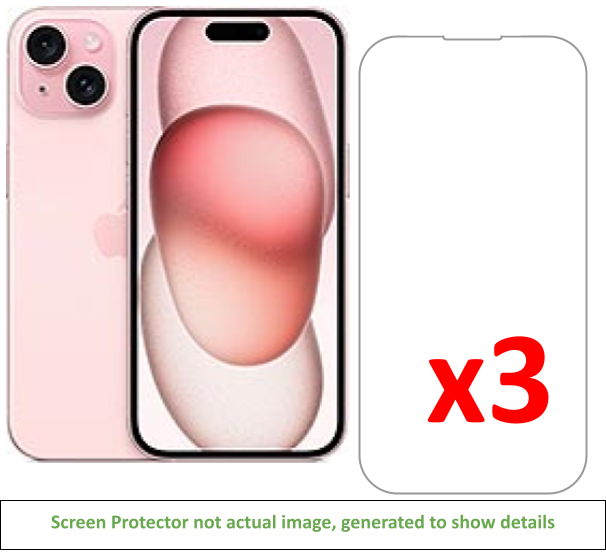 3x iPhone 15 Screen Protector w/ cloth