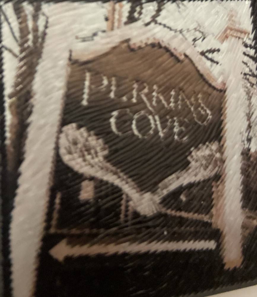 Exit 82 Art Ogunquit Maine Collage Glass Cutting Board with Box