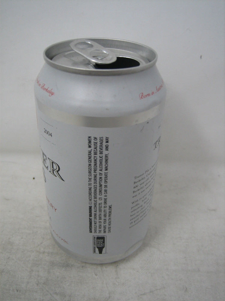 TRUMER PILS EMPTY BEER CAN MICRO BREWERY BERKELY CALIFORNIA CA