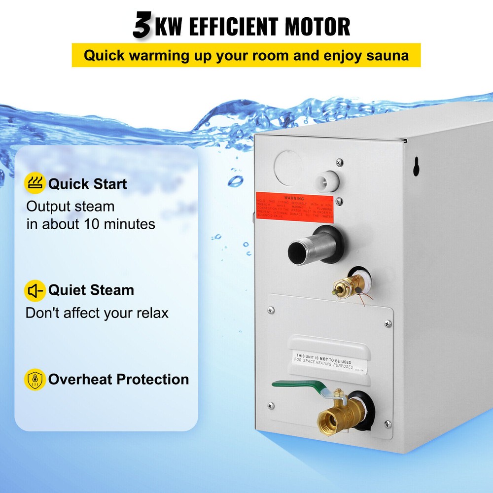 3KW Commercial Sauna Machine Steam Generator Shower System Bath & controller