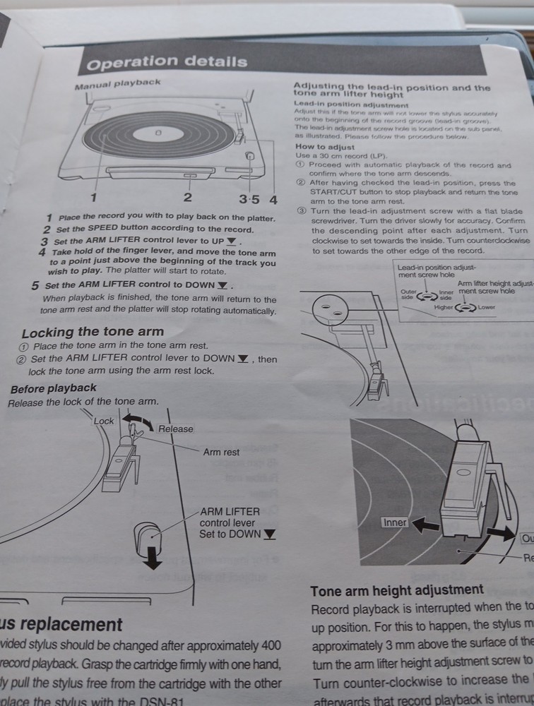 VTG DENON DP-25F FULL AUTOMATIC TURNTABLE w/OPERATING INSTRUCTIONS & Spindle