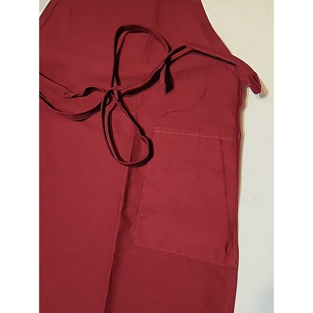 Fame Fabrics 2 Patch Pocket Bib Apron Burgundy Adjustable Neck Strap