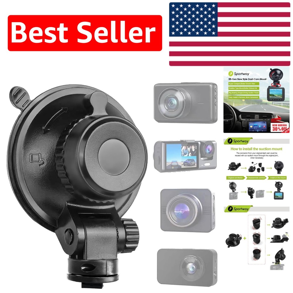 Compact Suction Cup Mount for Dash Cameras - Easy Install & Secure Hold