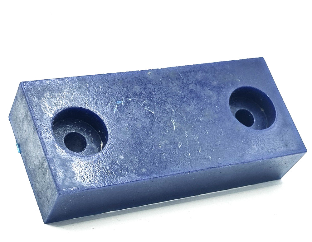 Solid Silicone Blue Rubber Block Shock Absorb Pad Drilled Countersunk