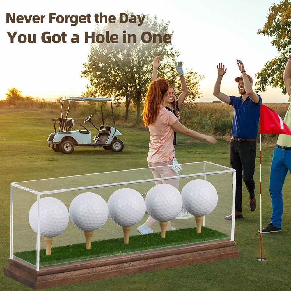Hole in One Golf Ball Display Case Holder for 5 Clear