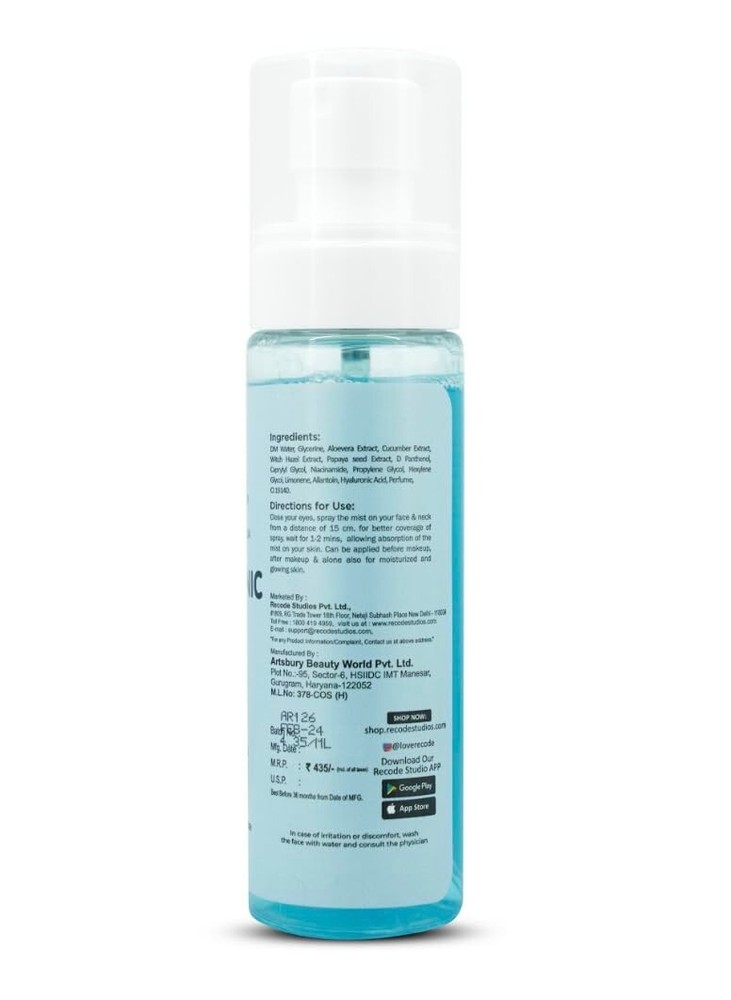 Recode Hyaluronic Acid Glow Mist - Shake Well Before Use - 100 Ml