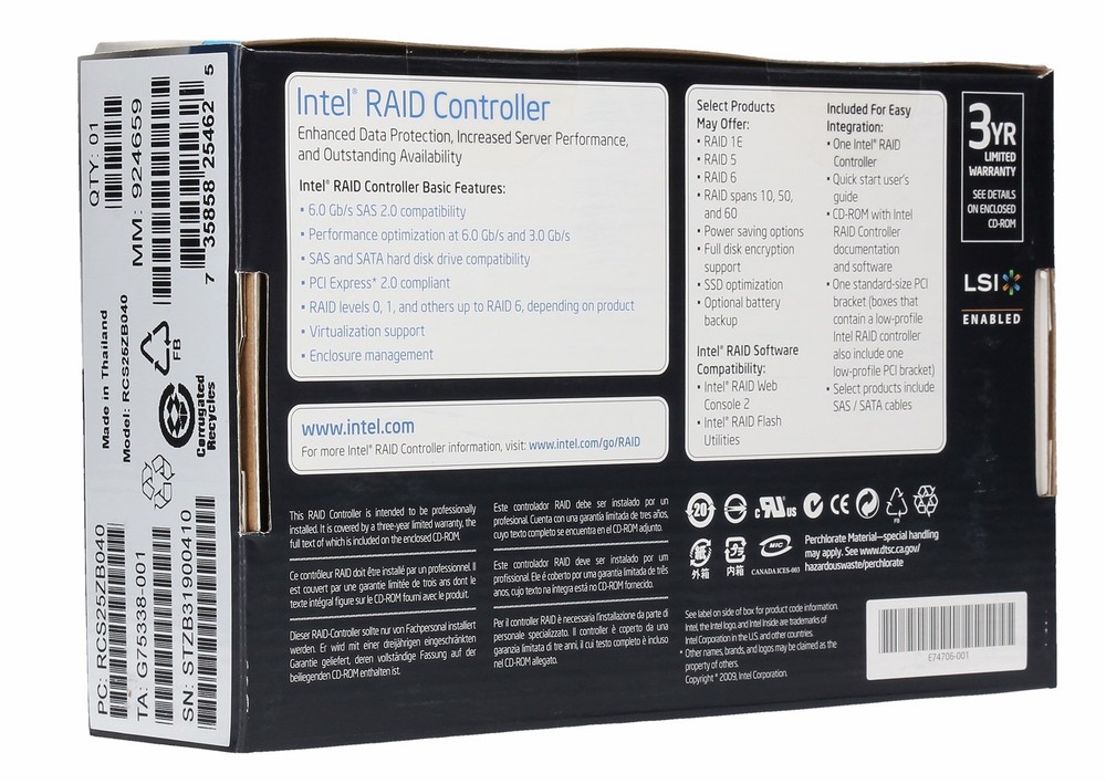 Intel RCS25ZB040 - SATA/SAS RAID SSD Cache Controller