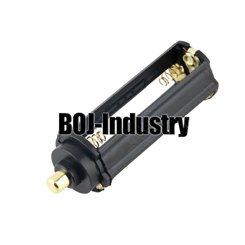 Cylindrical Black Plastic Battery Holder for 3 AAA Battery Flashlight Torch 2PCS