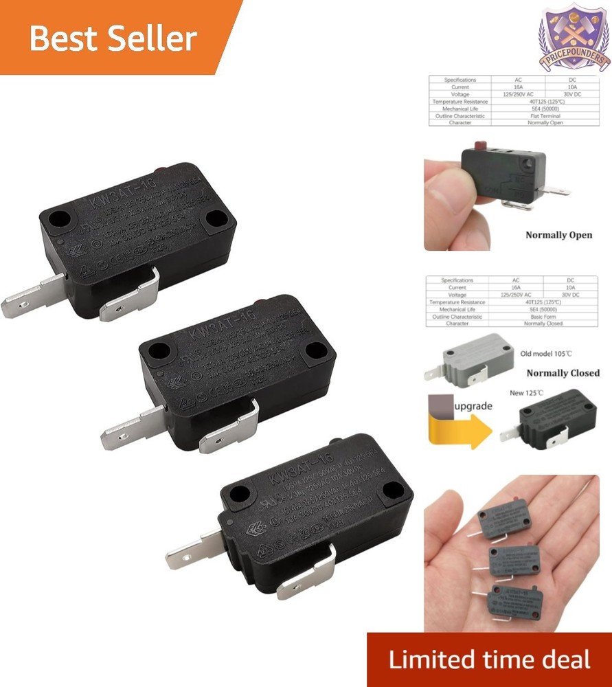 Durable Microwave Door Switch Replacement - 16A 125VAC, Quick Connect Version