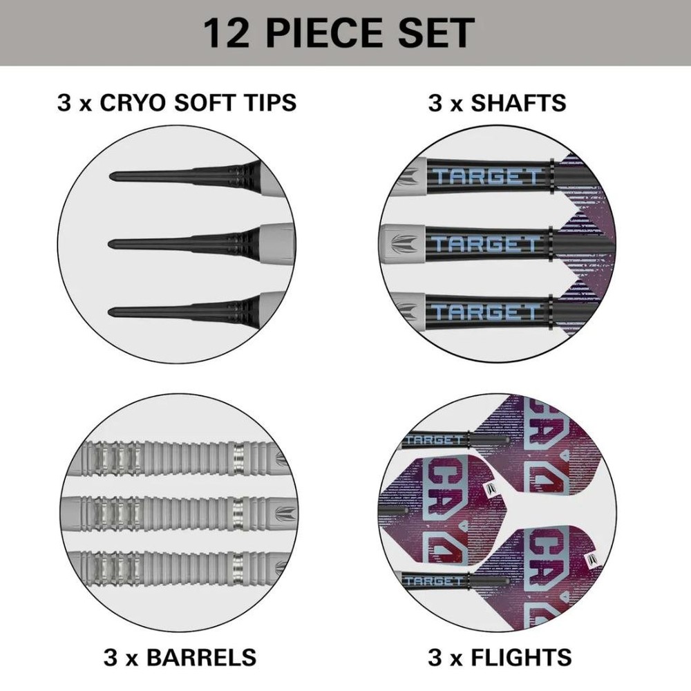 TARGET CRYO 13 18 GRAM 90% TUNGSTEN SOFT TIP DARTS 210544