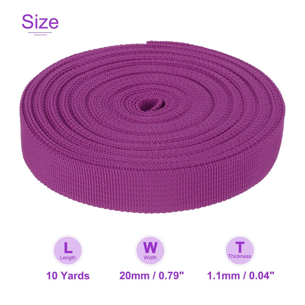 10Yard x 3/4" Width Nylon Webbing Strap Poly Flat Webbing Strapping Purple Red