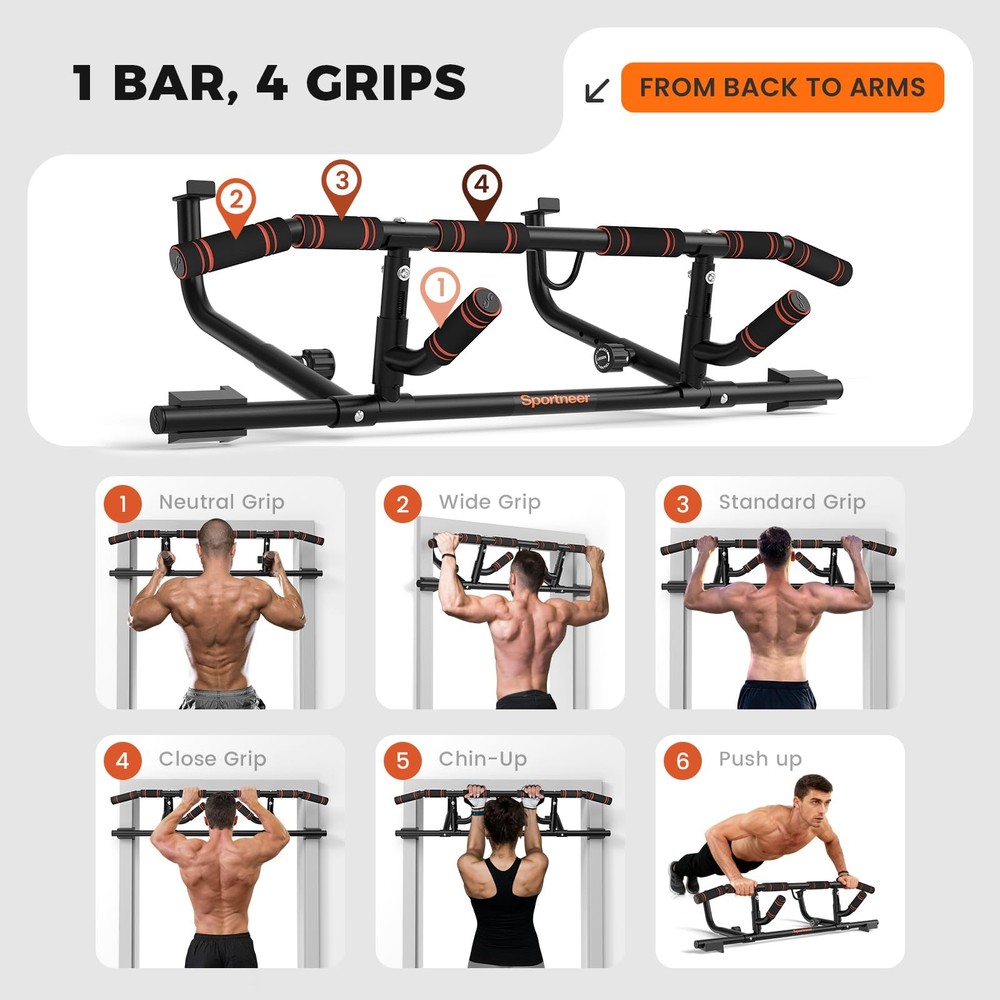 2026 Upgrade Pull up Bar for Doorway with Folding Handle, Black
