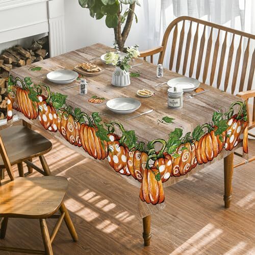 Fall Tablecloth 60×84 Inch Rectangular, Thanksgiving 60×84",Rectangle Brown