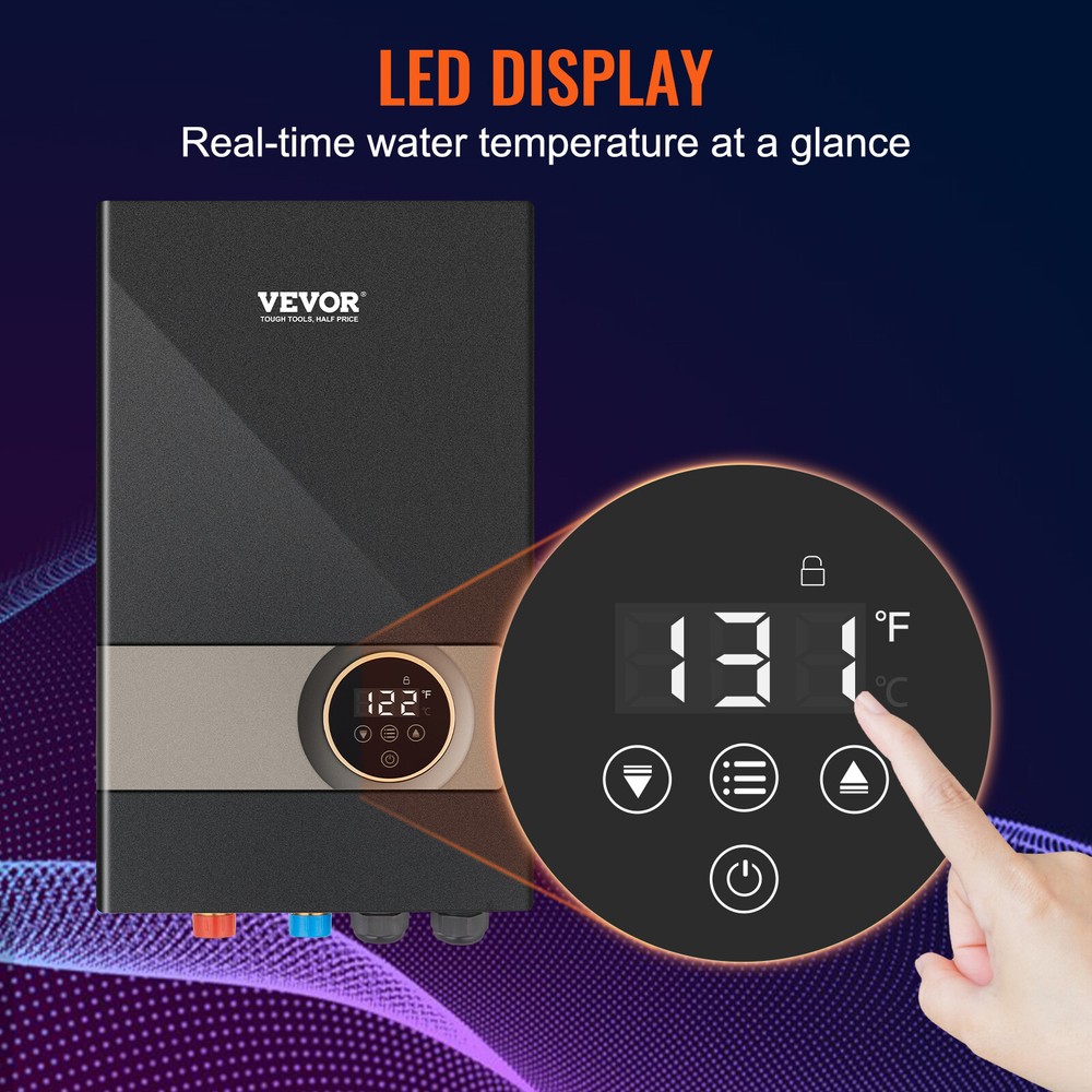 VEVOR 18KW Instant Hot Water Heater Electric Tankless On Demand Shower Boiler