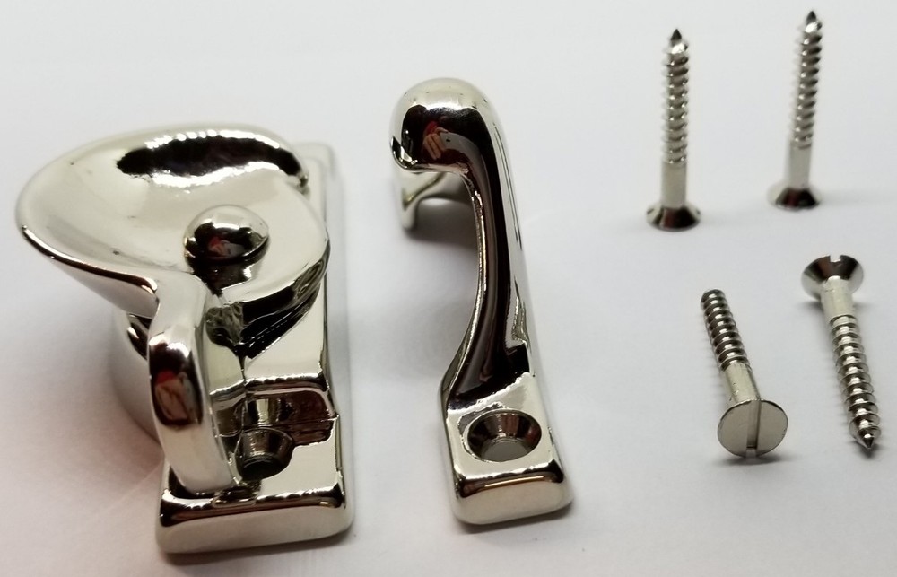 Decorative Solid Polished Nickel Heavy Spring Loaded Window Sash Lock Square new
