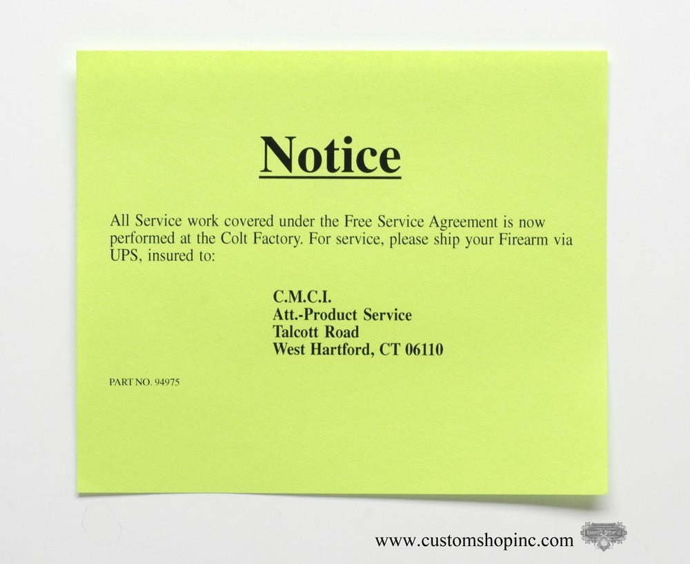 Colt Python Factory Paperwork Packet. 1993 Manual