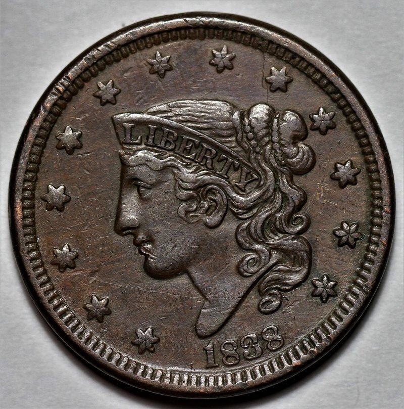 1838 Coronet Head Large Cent - US 1c Copper Coin
