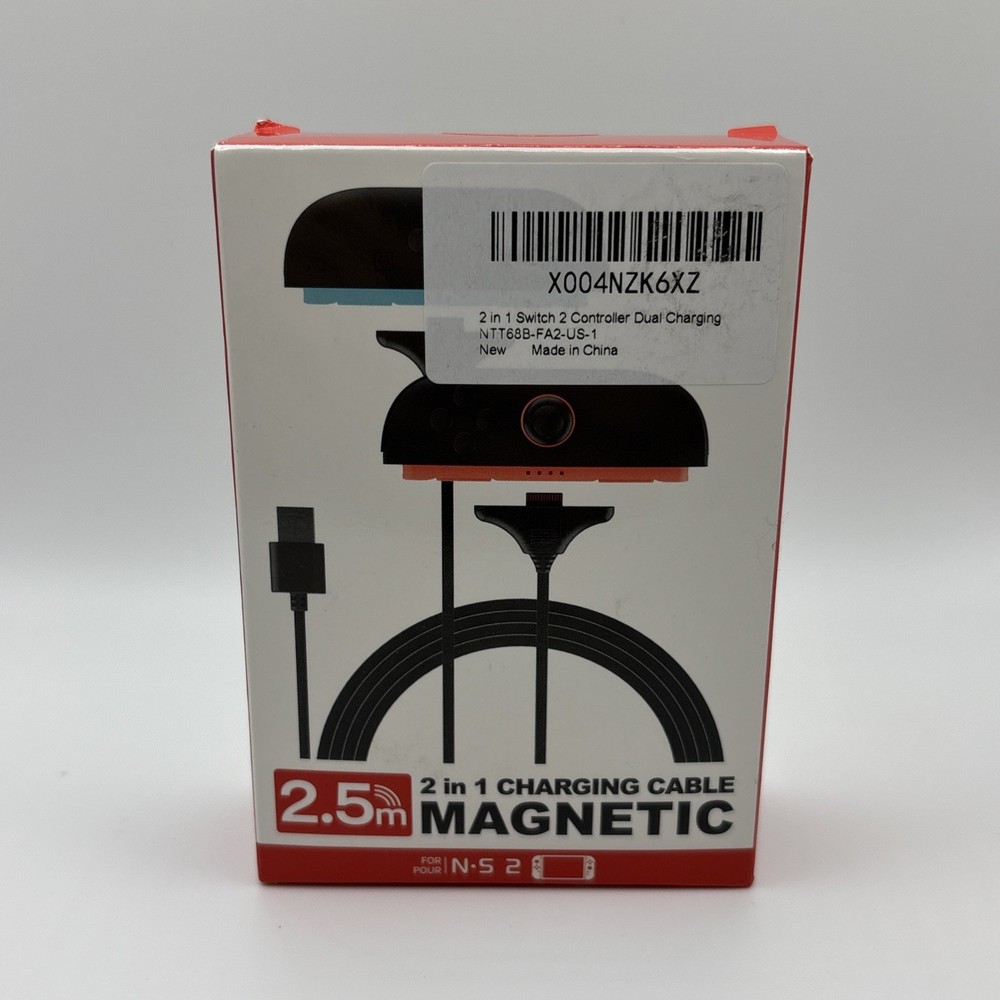 Nintendo Switch 2 Magnetic Charging Cable 2 Pack 2.5 Meter Cord NS2