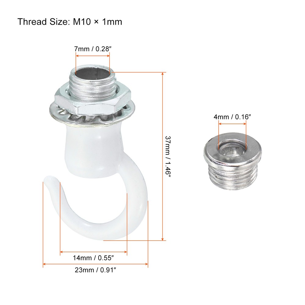37mmx23mm Ceiling Hook, 2 Pack Screw Hooks Light Fixtures Accessory White