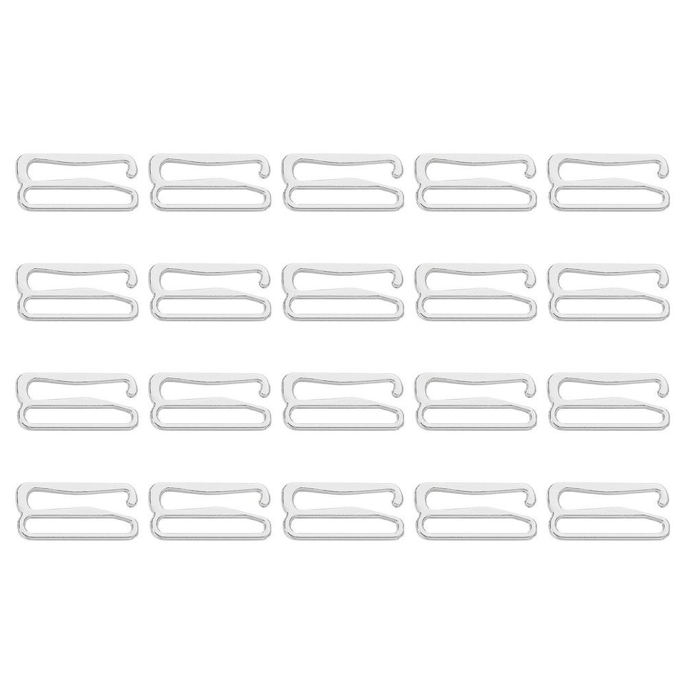 40 Pcs 15mm 9 Shape Bra Strap Hooks, Adjustment Slide Bra Strap Clips, Silver