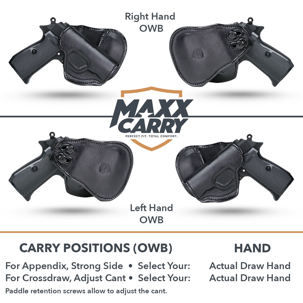 PADDLE HOLSTER FOR RUGER LCP. OWB LEATHER PADDLE WITH ADJUSTABLE CANT.