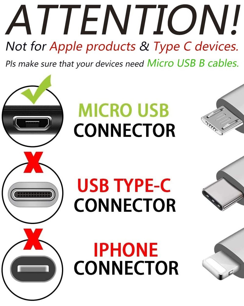 MYFON Micro USB Cable, 2 Pack [6FT, 6FT], Fast Charging Cable, High Speed Androi