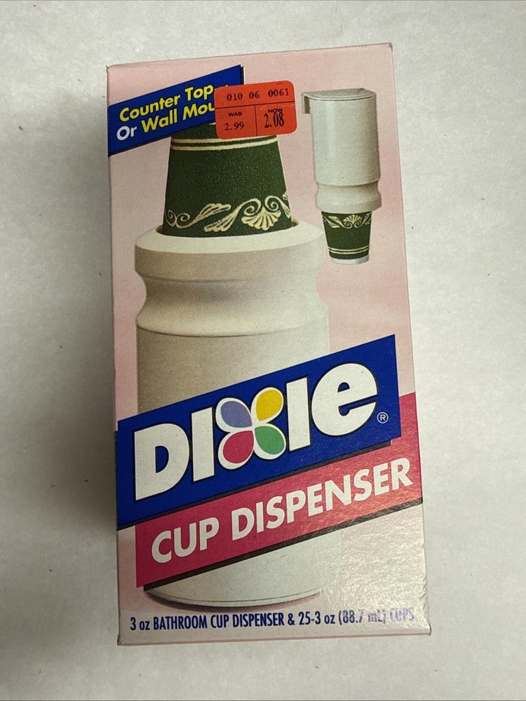 Vtg 2001 Dixie Cup Plastic Dispenser Bathroom Mountable NIB EUC Cups Not Include