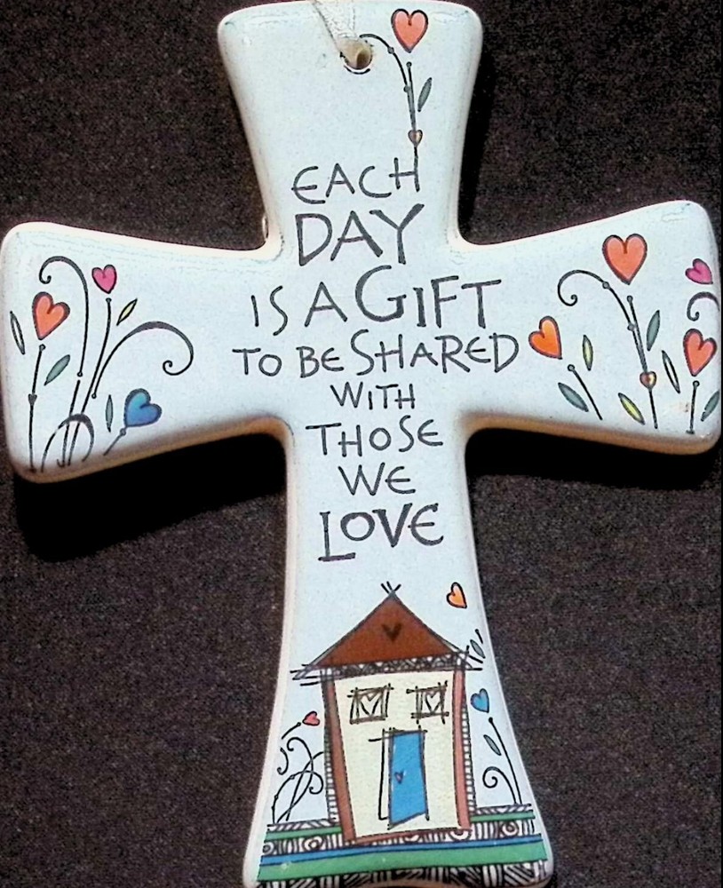 CERAMIC DECORATIVE CROSS - 5" X 4"