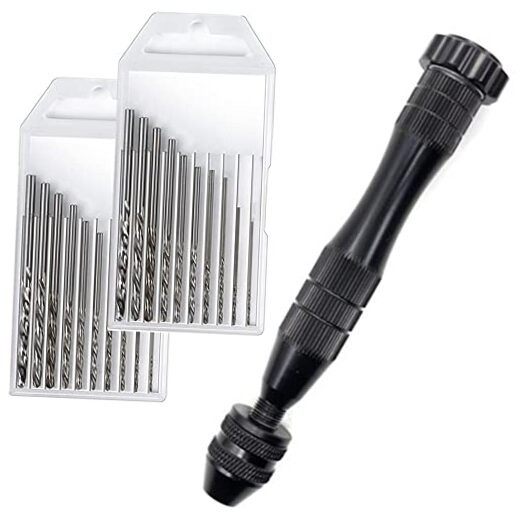 Precision Pin Vise Hand Drill - Steel Manual Tool with 20-Piece Micro Bits