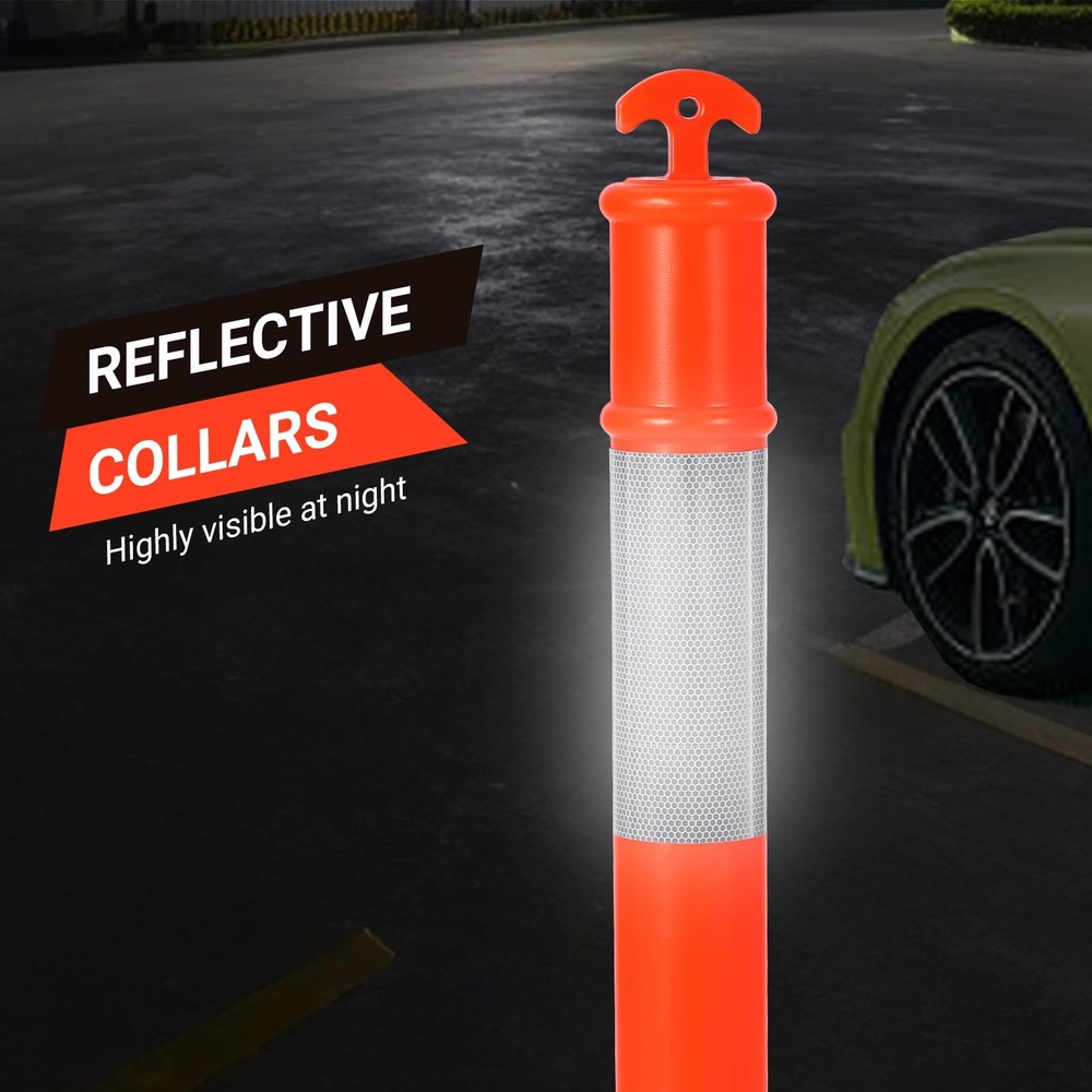 45" Delineator Post Cone,6 Pack Traffic Cone Safety Barrier W/ Reflective Collar