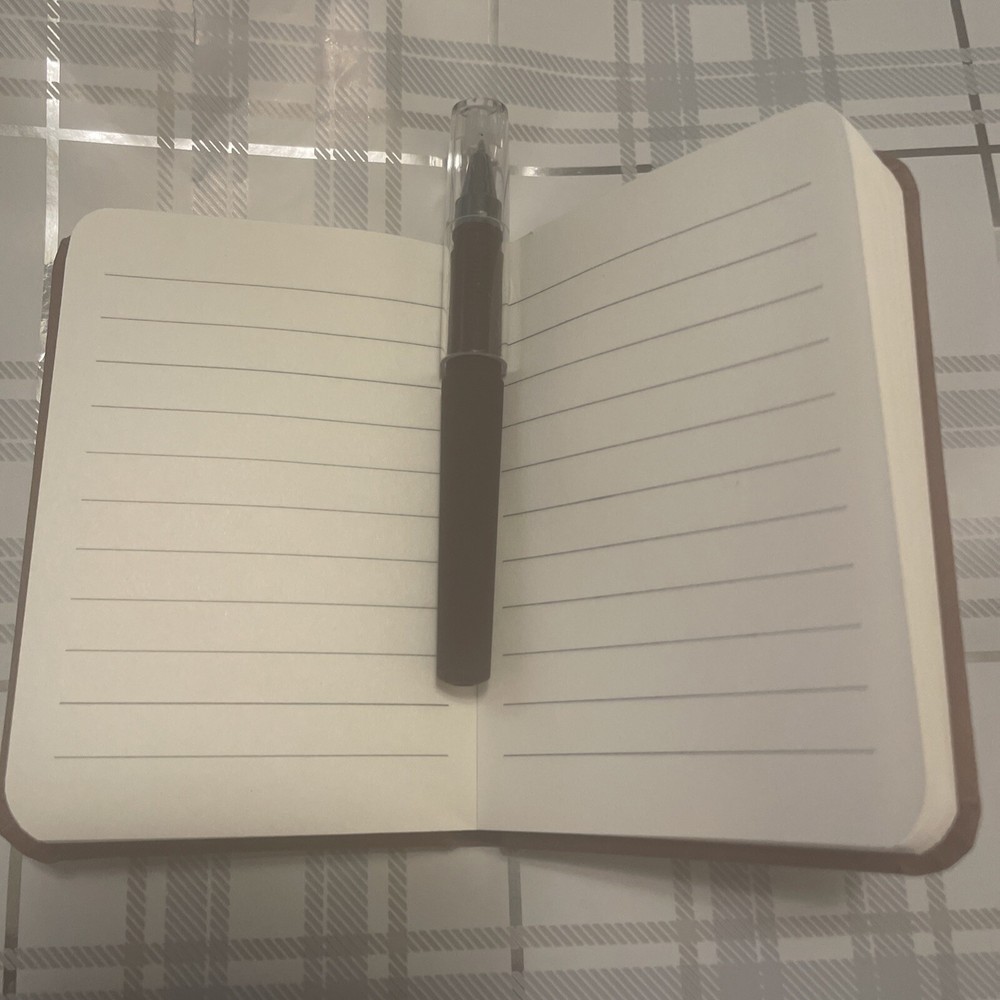 Miniature-Brown Velvet Note Pad With Pen