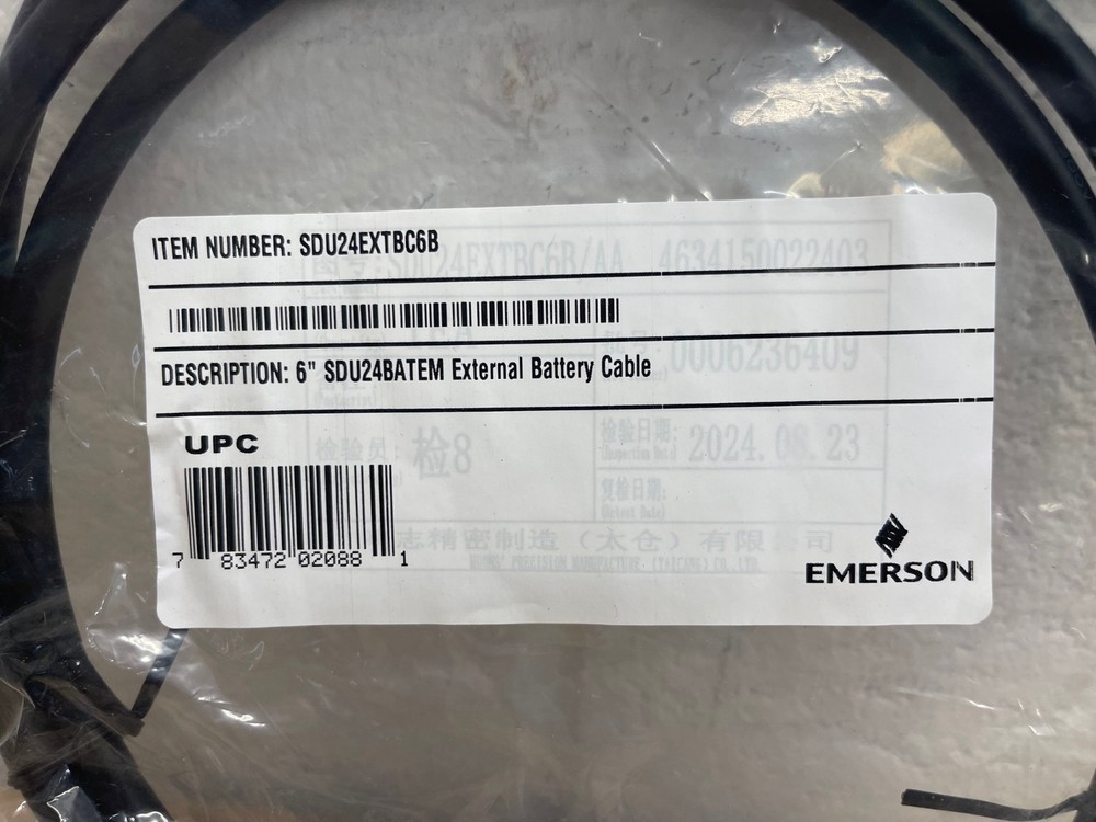Emerson SDU24EXTBC6B, 6” External Battery Cable *NEW*