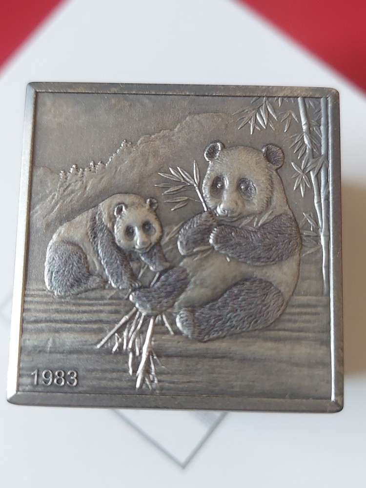 2019 China - 20oz Silver Panda 150th Anniversary Commemorative Cube.