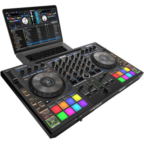 Reloop Mixon 8 Pro 4-Channel Professional Hybrid DJ Controller, Black