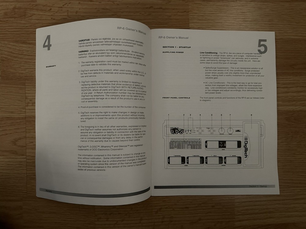 Digitech RP-7 *MANUAL ONLY*