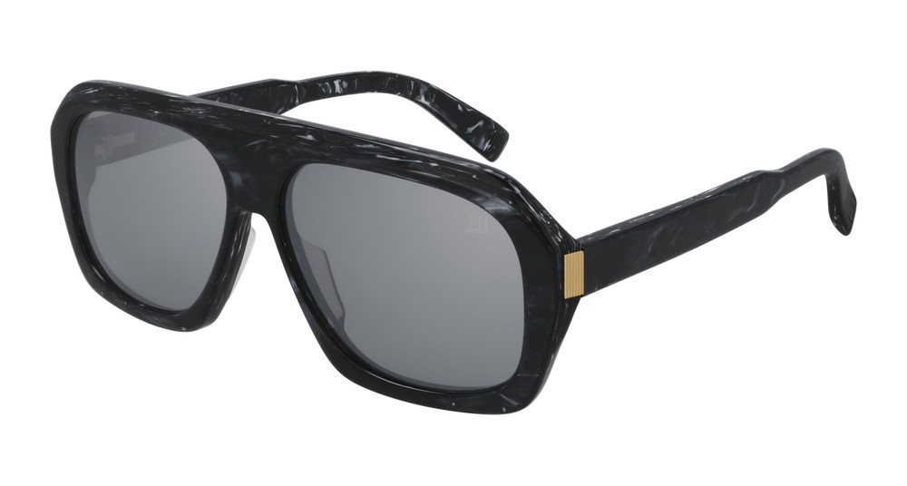 DUNHILL DU0022S 003 Rectangular Squared Black White Silver 59mm Men's Sunglasses
