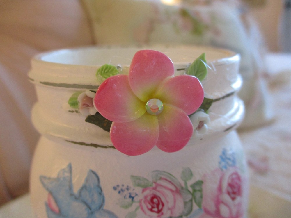 Shabby Chic Style Hand Painted Kerr Jar