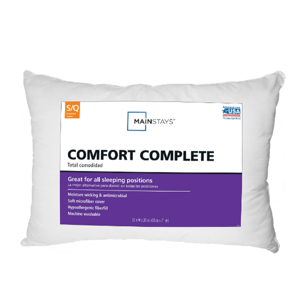 Mainstays Comfort Complete Bed Pillow, Standard/Queen (2 pack)