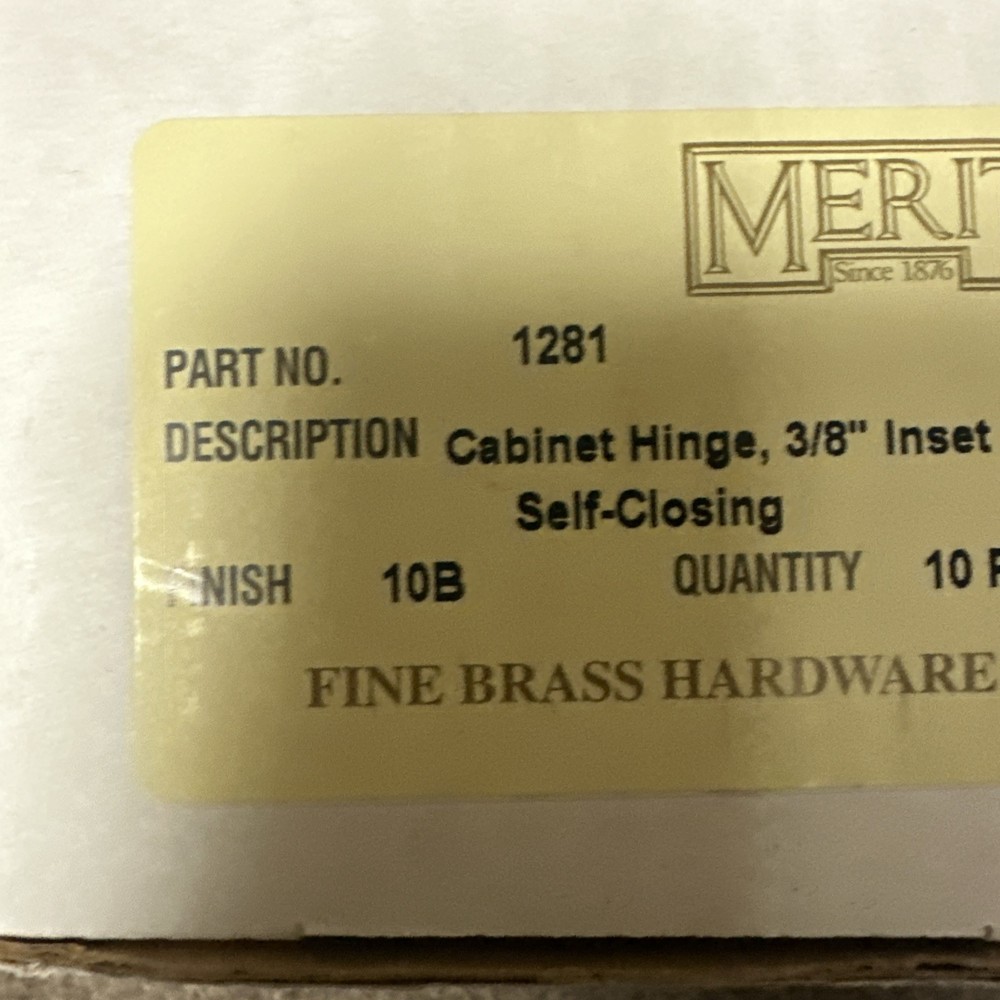 Merit Cabinet Hinge 3/8 Inset Self Closing 10B Medium Stat Bronze