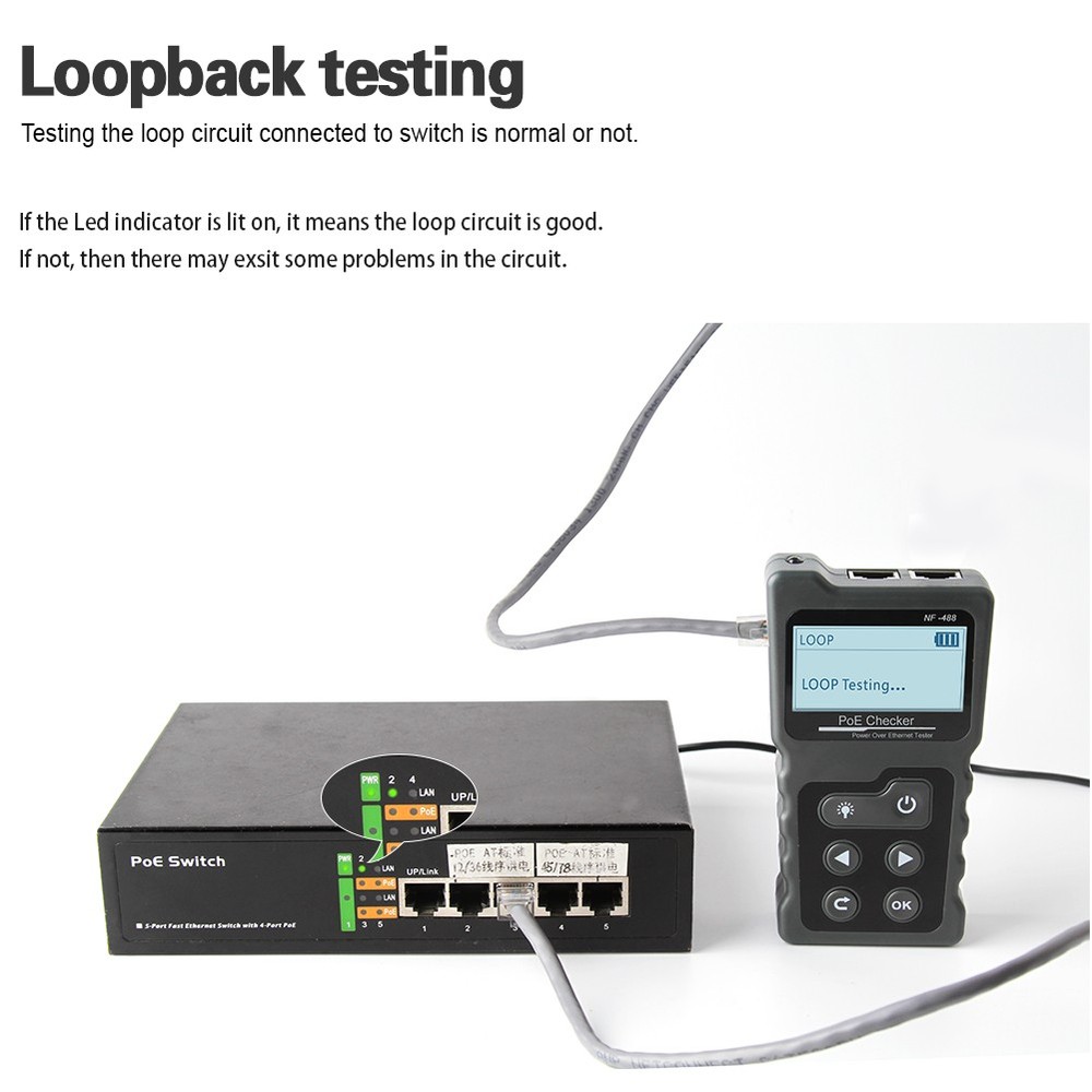 Network Cable Tester LAN Wire Network Cable PoE Detector Voltage Current Tester