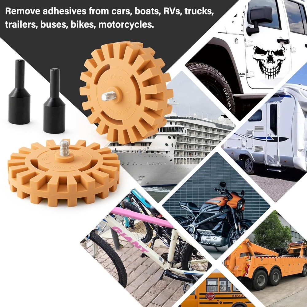 Gomake Decal Remover Eraser Wheel Tool Kit with Drill 2 Pack Slotted, Mix