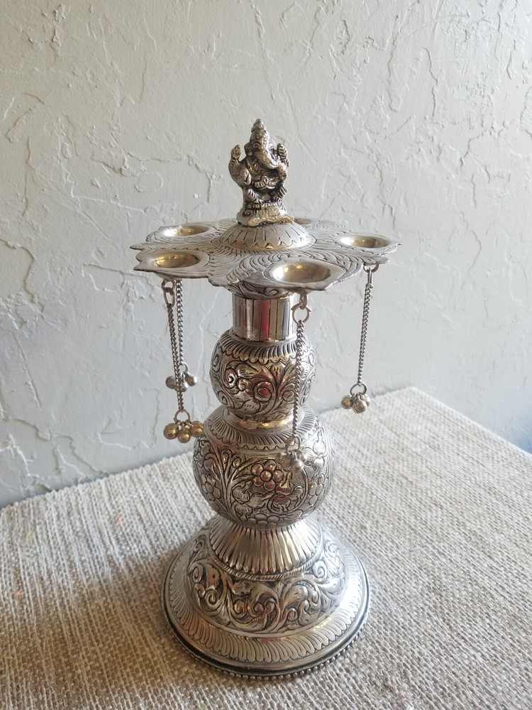 Brass Silver Panch Arti Diya