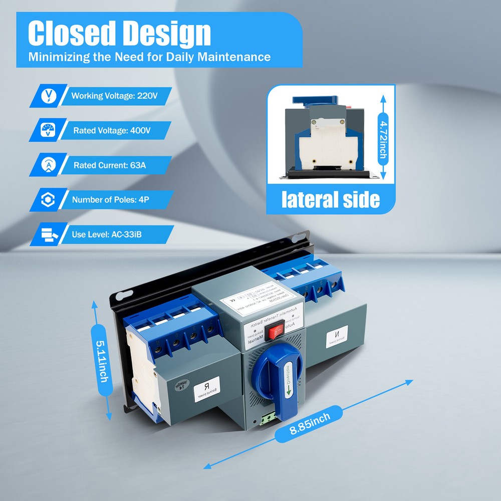 63A 4P ATS Generator Changeover Switch Dual Power Automatic Transfer Switch kit