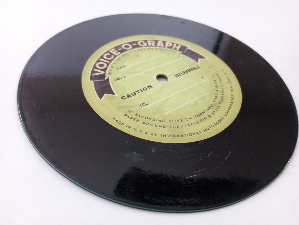 Vintage US Inflammable Voice-o-Graph record not tested