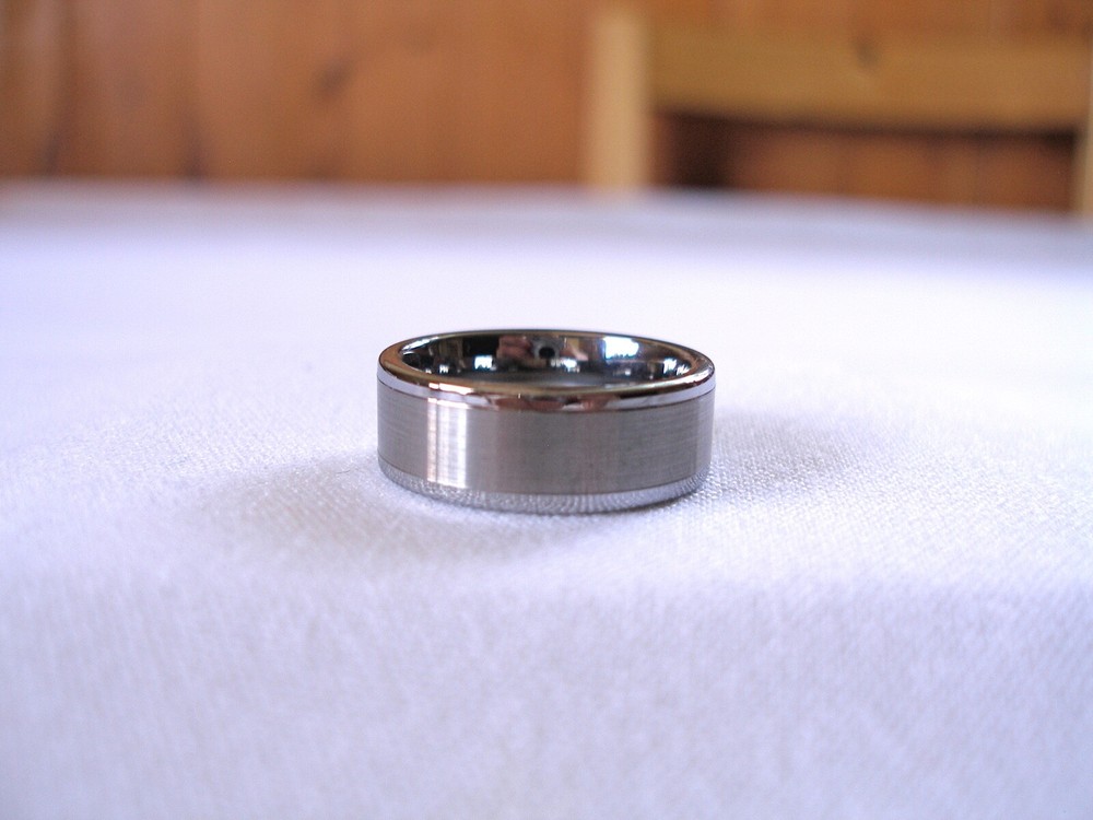 MENS- Beveled Tungsten Ring with Matte Center