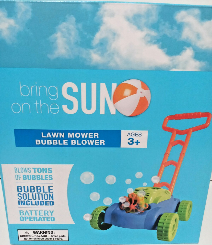 Bubble Blowing Lawn Mower with Bubble Solution Included Battery Operated 3+ NEW