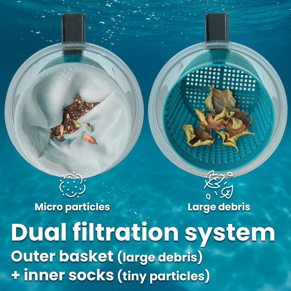 XtremepowerUS Pool Inline Leaf Canister with Basket & Skimmer Pool with 6 Sock